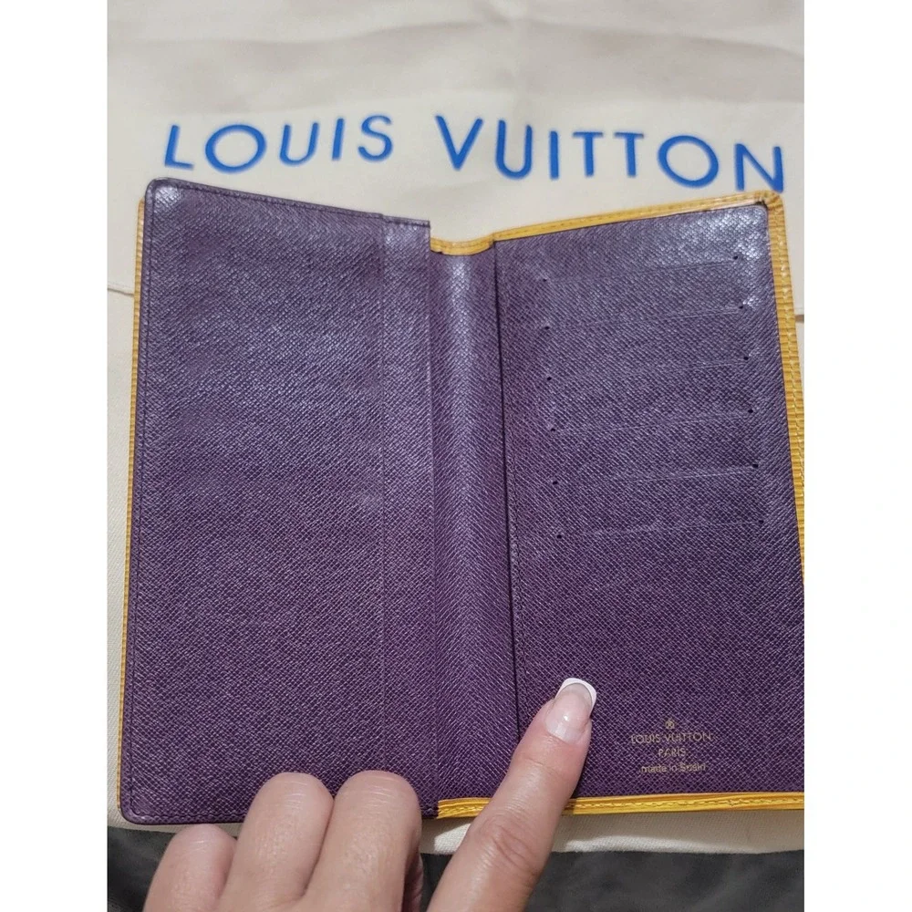 Louis Vuitton Yellow‎ Epi Leather Yen Long Wallet Purple Interior Made in Spain